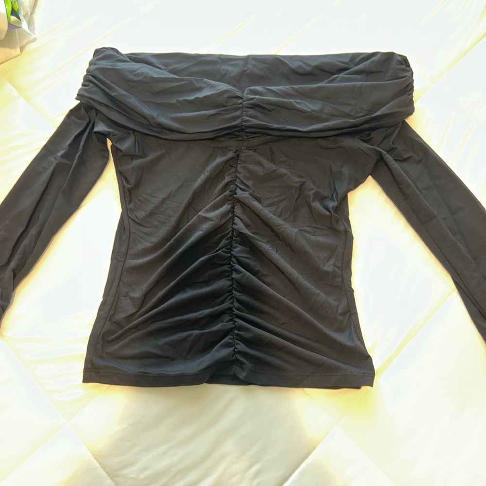 Zara Black Off-Shoulder Ruched Top